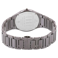 Titan Men's Watch Edge Ceramic - Slimmest Ceramic Analog Watch Silver Dial Grey Strap, 1696QC02