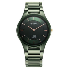 Titan Edge Ceramic Quartz Analog Green Strap Watch for Men, 1696QC06