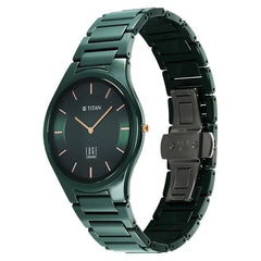 Titan Edge Ceramic Quartz Analog Green Strap Watch for Men, 1696QC06
