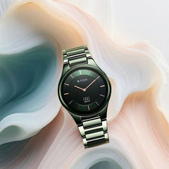 Titan Edge Ceramic Quartz Analog Green Strap Watch for Men, 1696QC06