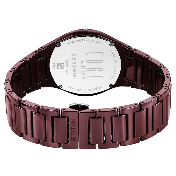 Titan Wine Ceramic Quartz Analog Men's watch with Maroon Dial and Ceramic Strap, 1696QC19