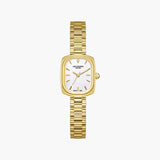 Lee Cooper Women's Analog Watch with White Mother Of Pearl Dial and Gold Stainless Steel Band, LC08347.120