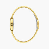 Lee Cooper Women's Analog Watch with White Mother Of Pearl Dial and Gold Stainless Steel Band, LC08347.120