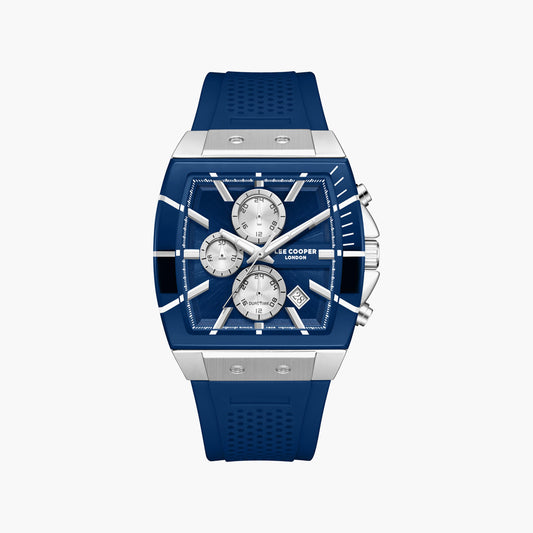 Lee Cooper Men's Multifunction Watch with Dark Blue Dial and Dark Blue Silicone Band, LC08399.399