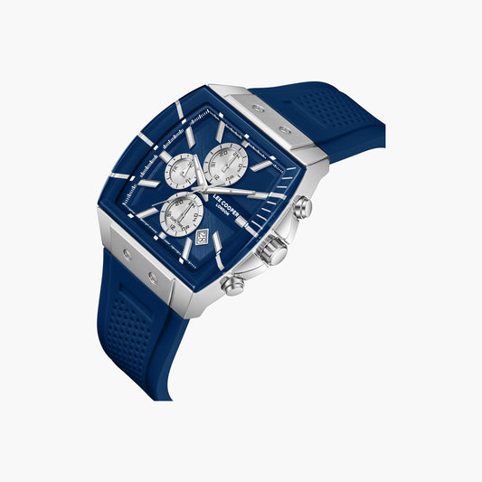 Lee Cooper Men's Multifunction Watch with Dark Blue Dial and Dark Blue Silicone Band, LC08399.399