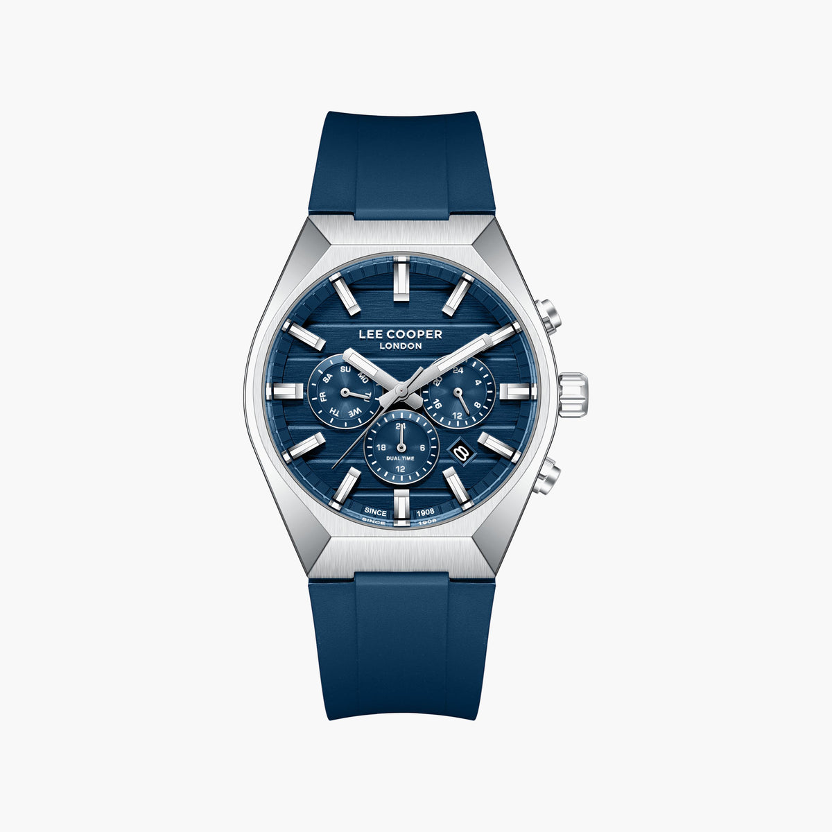Lee Cooper Men's Multifunction Watch with Dark Blue Dial and Dark Blue Silicone Band, LC08388.399