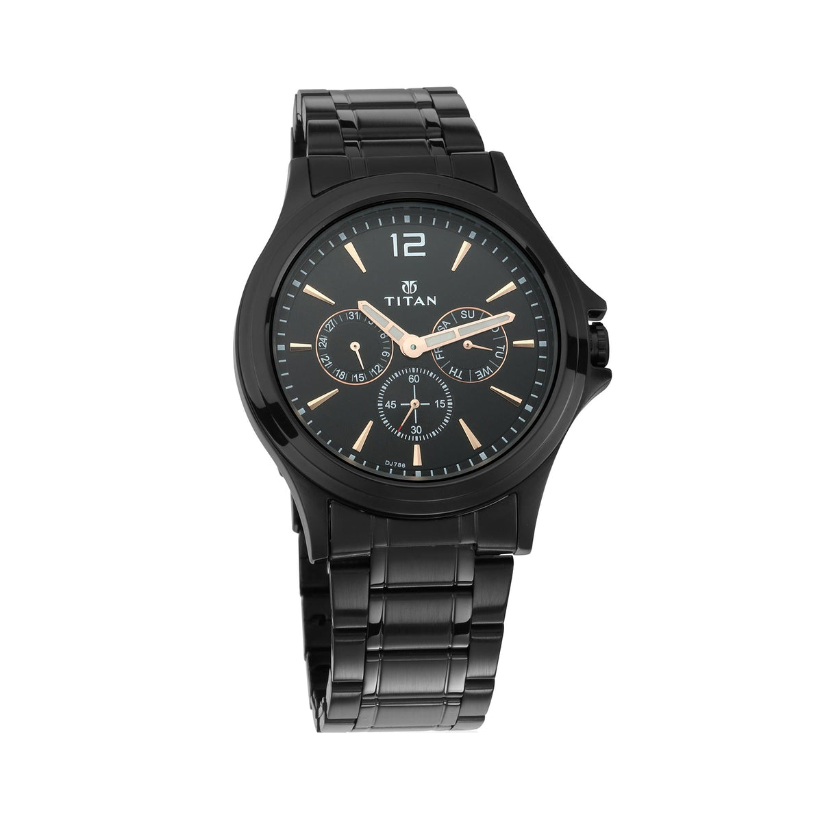 Titan Men's Watch Black Dial Black Stainless Steel Strap Watch, 1698NM01