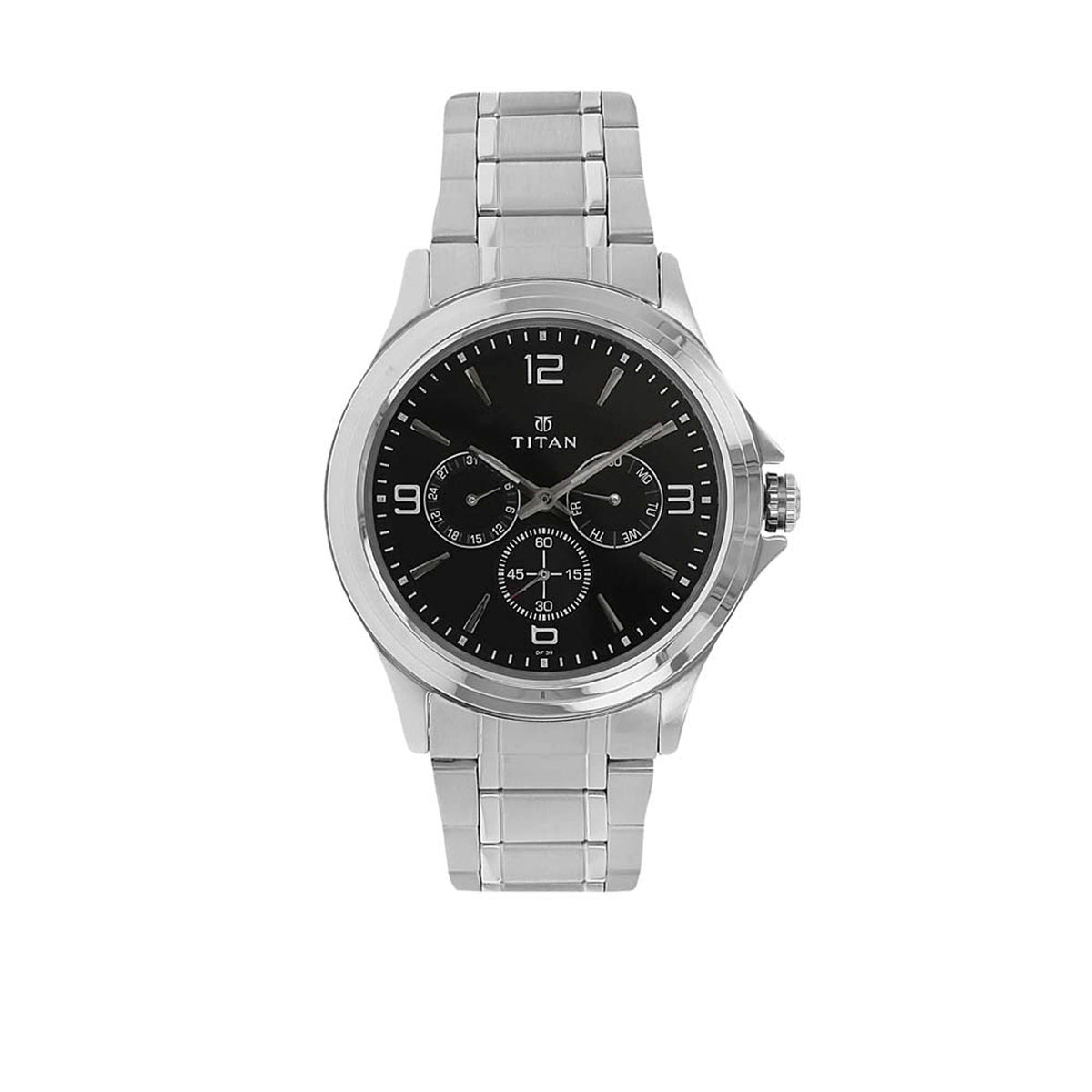 Titan Men's Watch Classique Collection Analog, Black Dial Silver Stainless Strap, 1698SM01