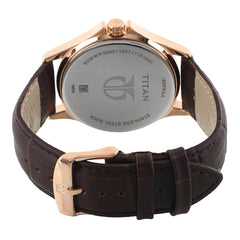Titan Men's Watch Classique Collection Analog, White Dial Brown Leather Strap, 1698WL01