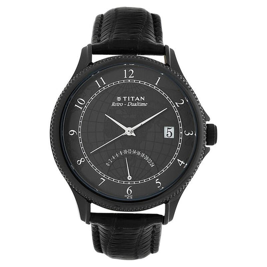 Titan, Men, Analog, Watch, Black Dial, Leather Strap, 1704NL01