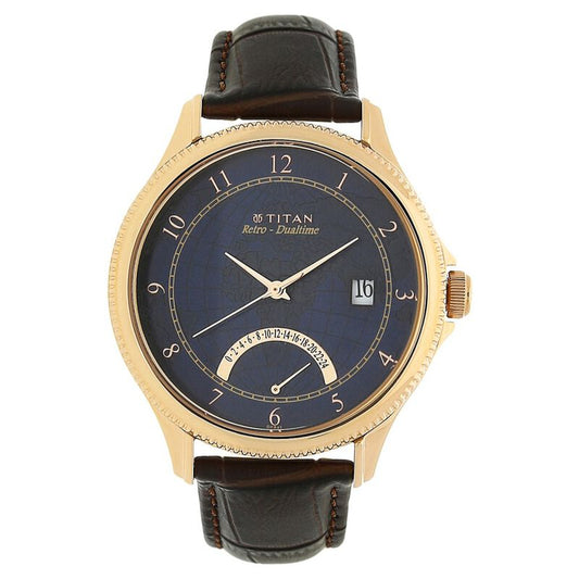 Titan, Men, Analog, Watch, Blue Dial, Leather Strap, 1704WL01