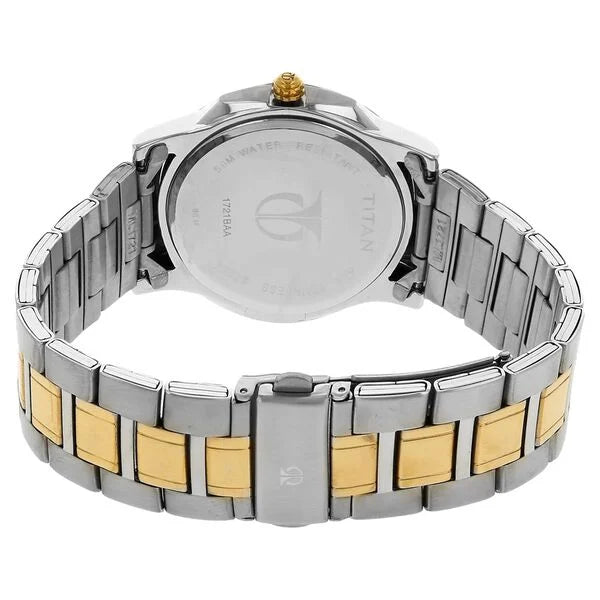Titan Men's Watch Analog White Dial With Gold Stainless Steel Band, 1721BM01