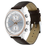 Titan Men's On Trend Multifunction Watch Silver Dial With Brown Leather Band, 1733KL02
