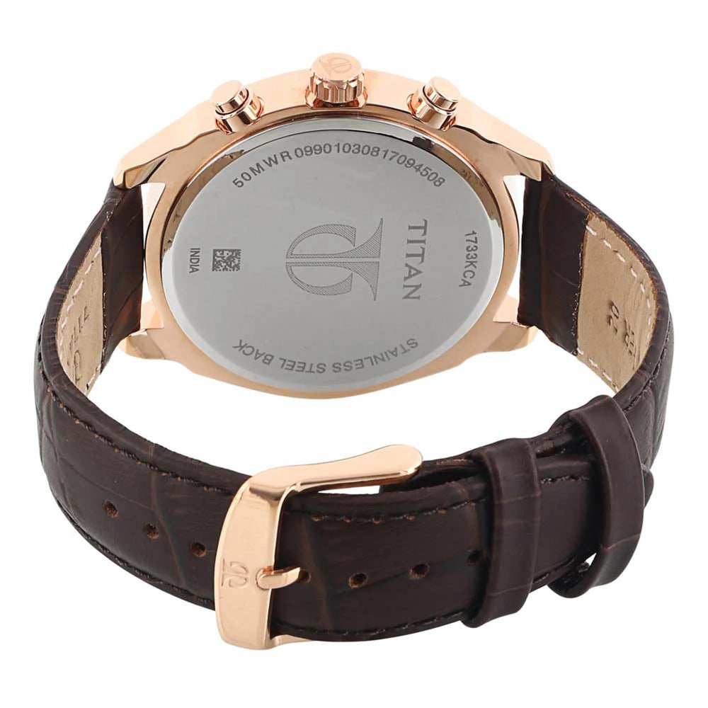 Titan Quartz Multifunction Men's Watch, Blue Dial Leather Strap, 1733KL03