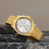 Titan Men's Multifunction Watch Analog Silver Dial with Gold Stainless Steel Band, 1733YM01