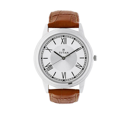 Titan, Men, Analog, Watch, Silver Dial, Leather Strap, 1735SL01