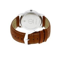 Titan  Men's Watch Silver Dial Brown Leather Strap Watch, 1735SL01