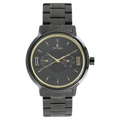 Titan Men's Watch Black Dial Black Stainless Steel Strap Watch, 1743NM01