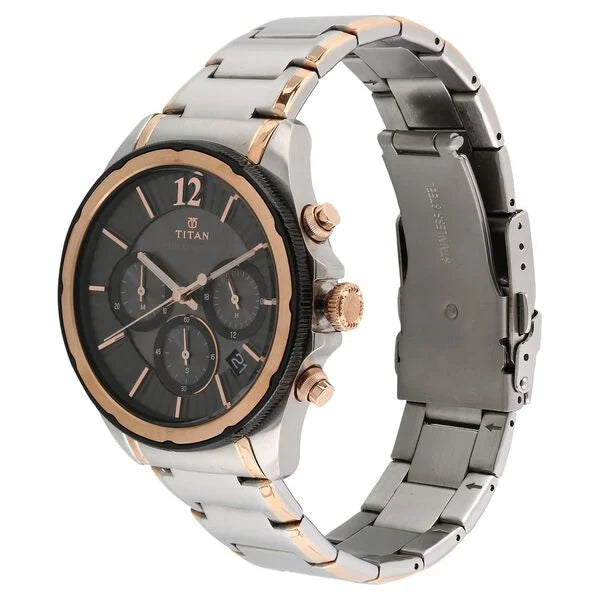 Titan Men's Multifunction Watch Anthracite Dial With Stainless Steel Strap, 1748KM01
