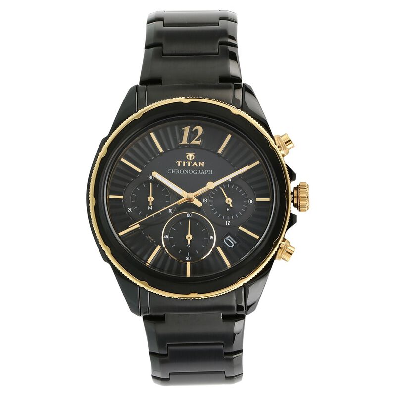 Titan Regalia Sovereign Men's Multifunction Watch Analog Black Dial With Black Stainless Steel Band, 1748KM02