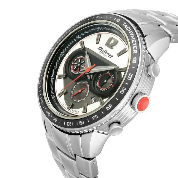 Titan Octane Men's Watch Analog Silver Dial With Silver Stainless Steel  Strap, 1762KM01