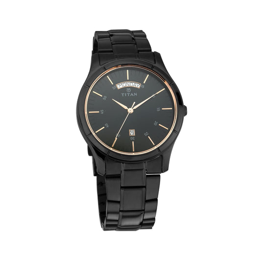 Titan, Men, Analog, Watch, Black Dial, Stainless steel Strap, 1767NM01