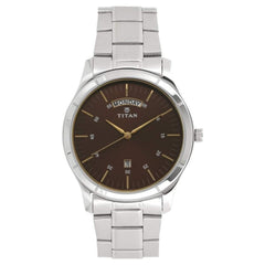 Titan Men's Watch Brown Dial Silver Stainless Steel Strap Watch, 1767SM03