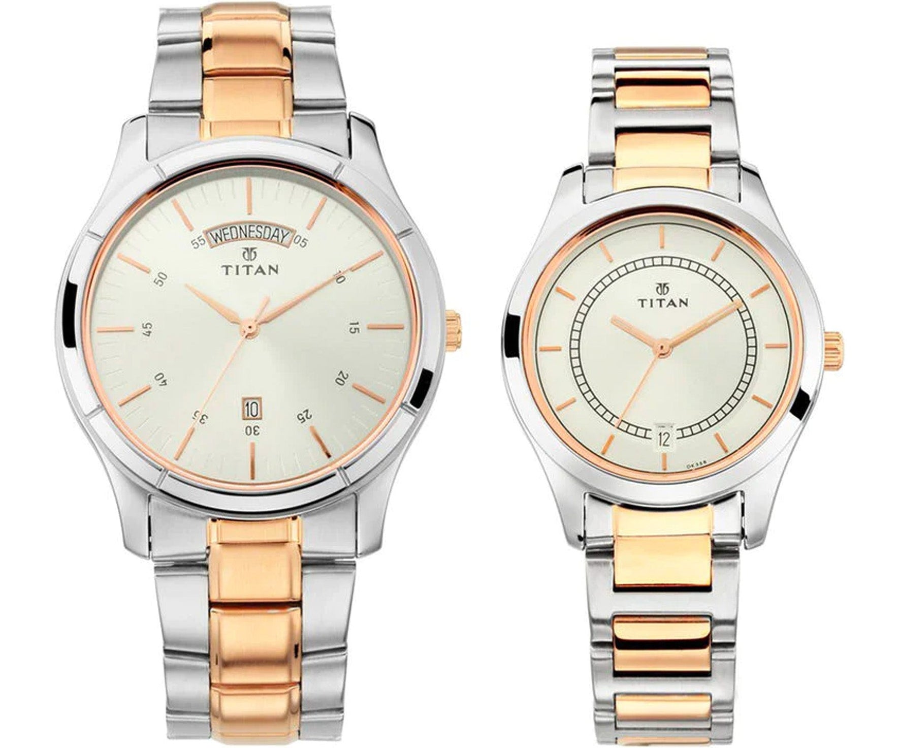 branded couple watch set titan