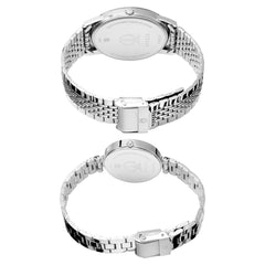 Titan Couple's Watch Classique Collection Analog, Silver & White Dial Silver Stainless Strap, 1773SM01P
