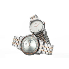 Titan Couple's Watch Classique Collection Analog, Silver Dial Silver & Gold Stainless Strap, 1774KM01P