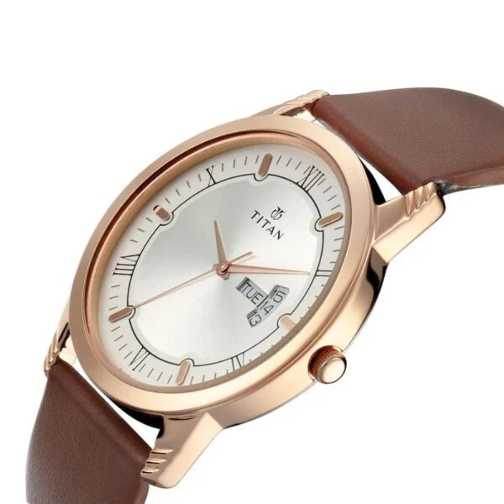 Titan, Unisex, Analog Watch, Silver Dial, with Leather Band, TI-1774WL01P