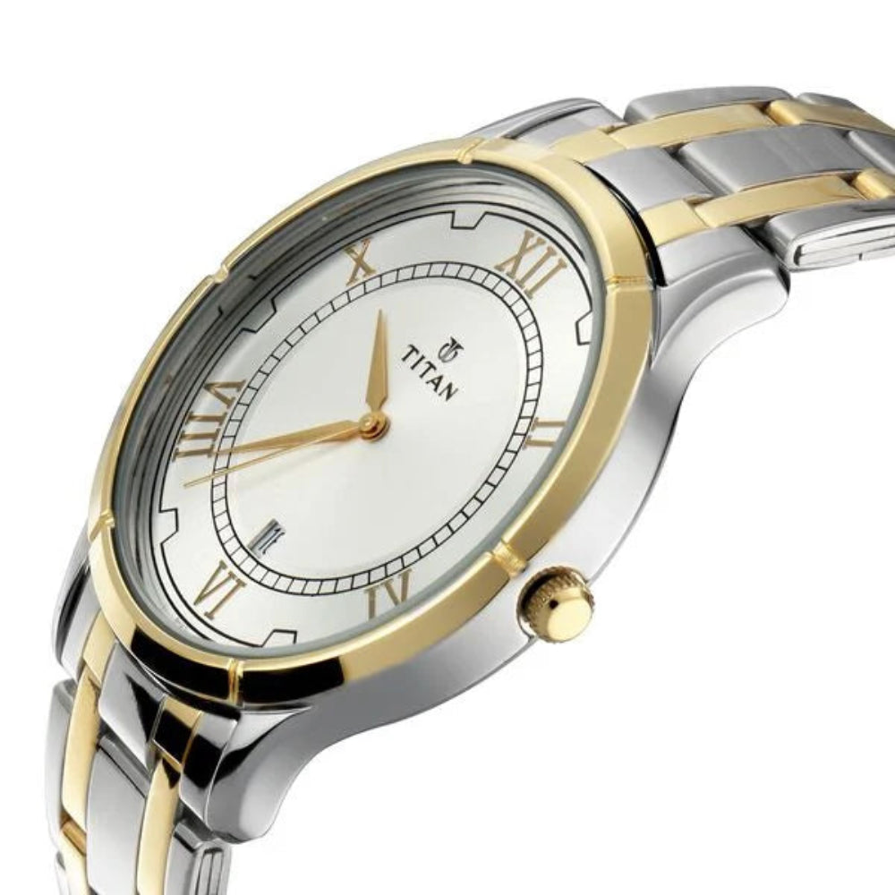 Titan, Unisex, Analog Watch, Silver Dial, with Stainless Steel Band, TI-1775BM01P