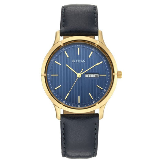 Titan, Men, Analog, Watch, Blue Dial, Leather Strap, 1775YL02