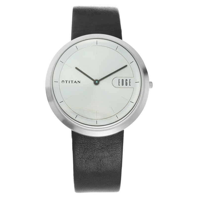 Titan Men's Watch Analog Silver Dial With Black Leather Strap, 1779SL01