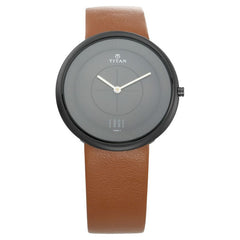 Titan Men's Edge Watch Analog Black Dial With Brown Leather Strap, 1780NL01