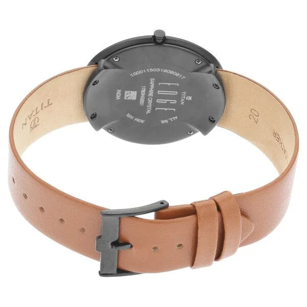 Titan Men's Edge Watch Analog Black Dial With Brown Leather Strap, 1780NL01