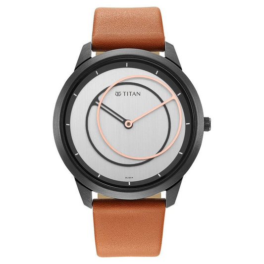 Titan, Men, Analog, Watch, Silver Dial, Leather Strap, 1801QL01