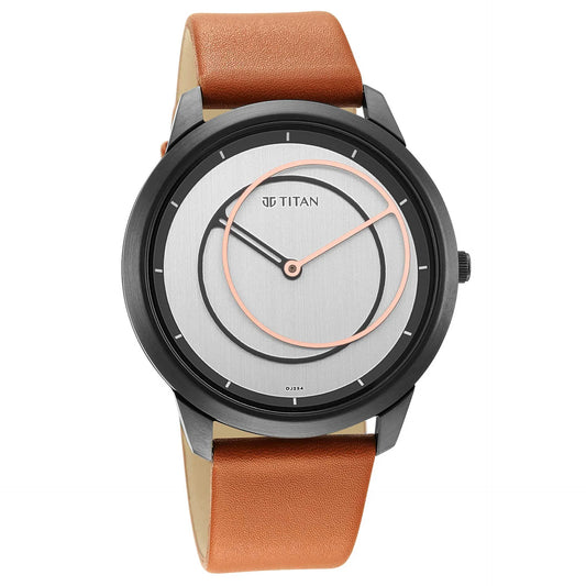 Titan, Men's, Analog Watch, Silver Dial, with Leather Band, TI-1801QL01