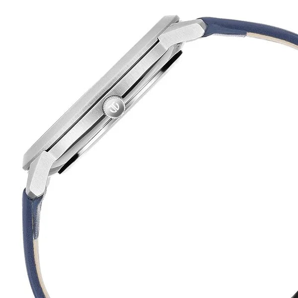 Titan Men's Watch Analog Silver Dial With Blue Leather Strap, 1801SL02