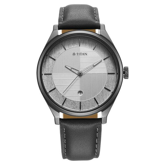 Titan, Men, Analog, Watch, Silver Dial, Leather Strap, 1802QL01