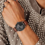 Titan, Men's, Analog Watch, Black Dial, with Leather Band, TI-1802QL03