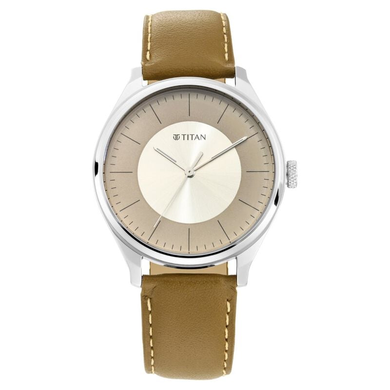 Titan Urban Edge Lustrous Men's Watch Analog Grey Dial With Brown Leather Strap, 1802SL09