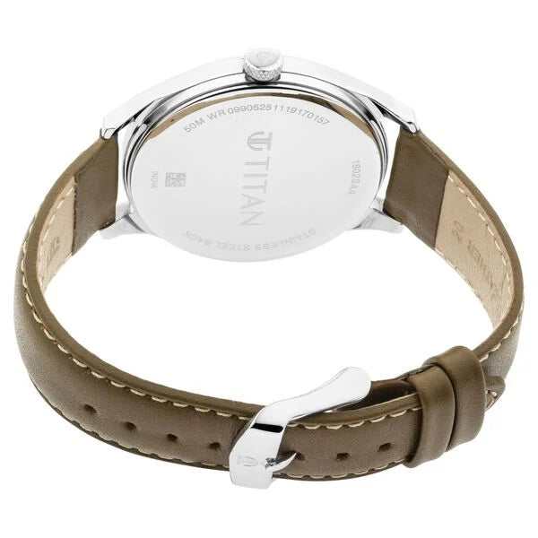 Titan Urban Edge Lustrous Men's Watch Analog Grey Dial With Brown Leather Strap, 1802SL09