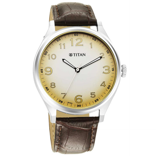 Titan, Men's, Analog Watch, Brown Dial, with Leather Band, TI-1802SL14