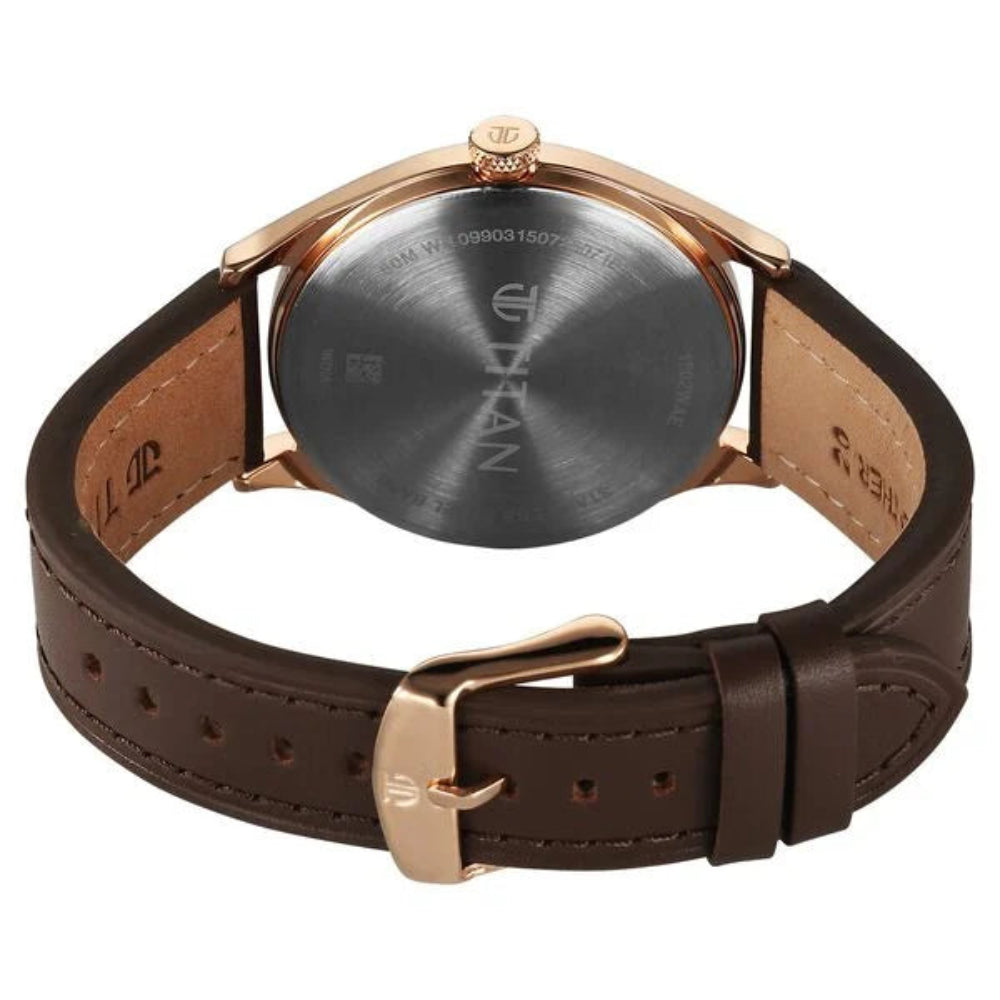 Titan, Men's, Analog Watch, Brown Dial, with Leather Band, TI-1802WL03
