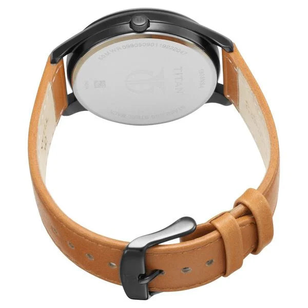 Titan Men's Multifunction Watch Analog Silver Dial With Brown Leather Strap, 1803NL01