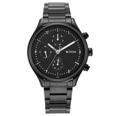 Titan Men's Neo Collection Multifunction Watch, Black Dial & Black Stainless Steel Strap, 1803NM01