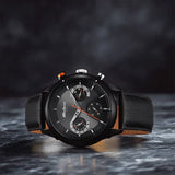 Titan Octane Men's Multifunction Watch Analog Black Dial With Black Leather Strap, 1805KL02