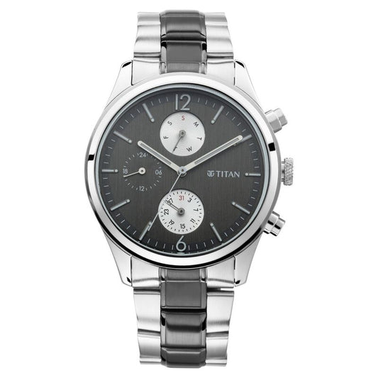 Titan, Men, Analog, Watch, Black Dial, Stainless steel Strap, 1805KM02