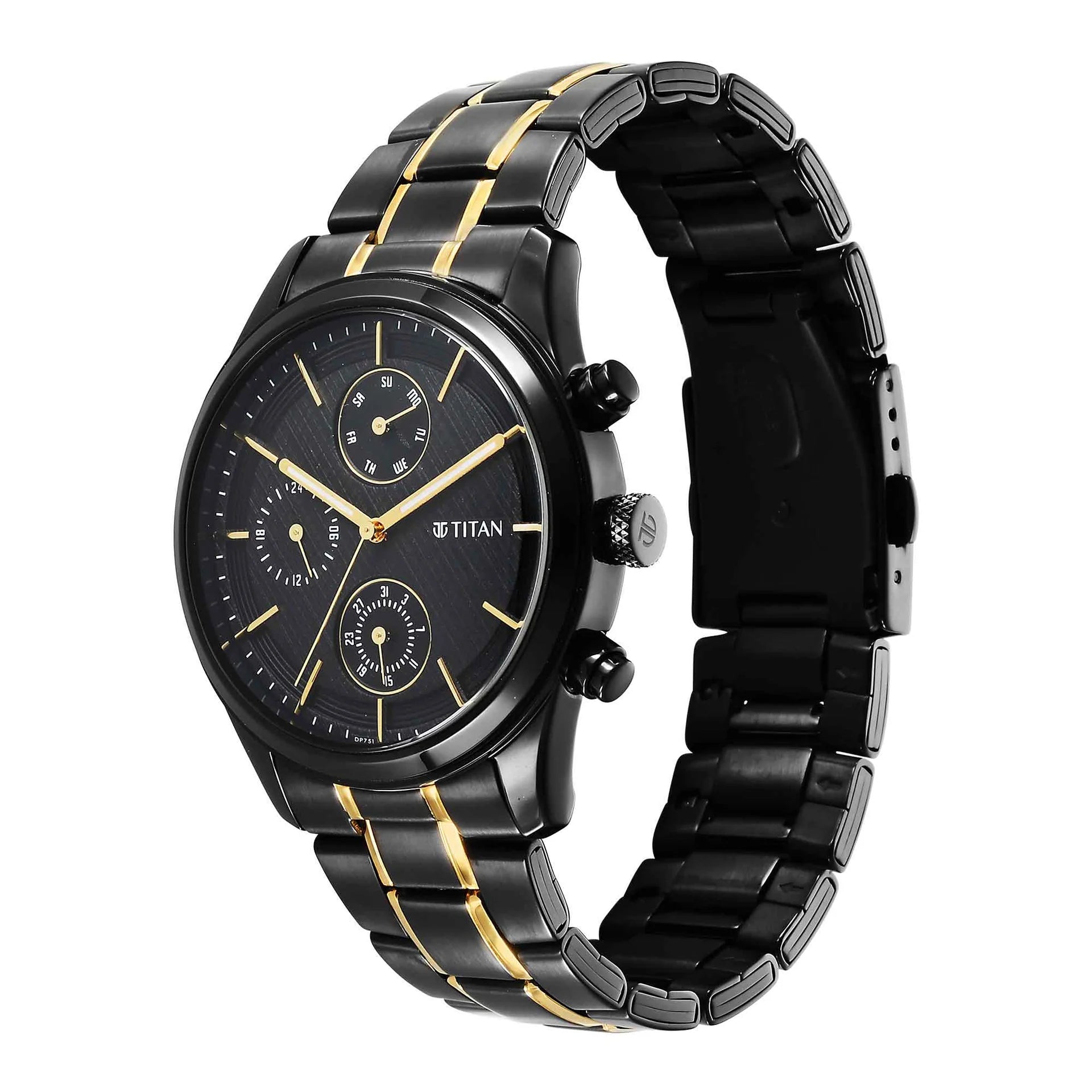 Titan Men's Watch Analog Black Dial With Black Stainless Steel Band, 1805KM06